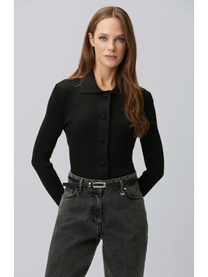 Network Black Slit Cuff Detail Cardigan