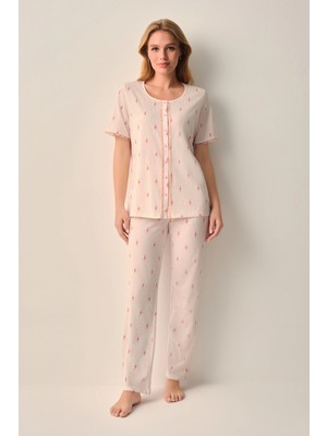 Suwen Pink Maria Cotton Shirt Collar Pajama Set