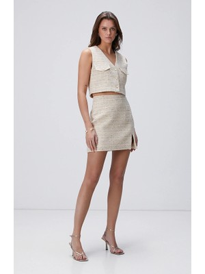 Network Limited Light Beige Tweed Mini Skirt