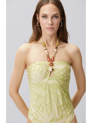 Network Green Patterned Swimsuit With Accessory