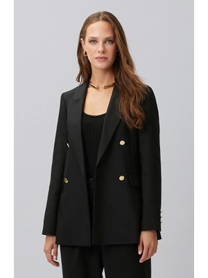 Network Black N Logo Metal Button Double-Breasted Jacket