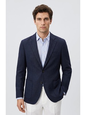 Network Navy Linen Blend Knit Jacket