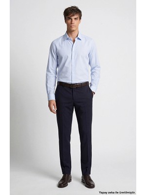 Network Non-Iron Blue White Striped Shirt