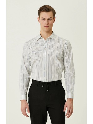 Network White Navy Striped Shirt