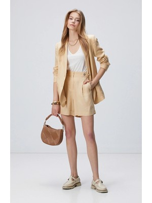 Network Beige Linen Shorts