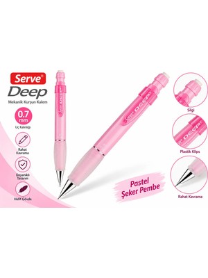 Serve Deep Pastel Şeker Pembesi 0.7 mm Mekanik Kurşun Kalem