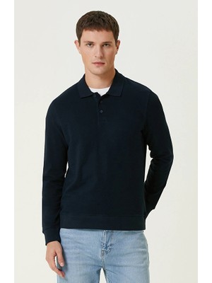 Network Navy Polo Collar Sweatshirt