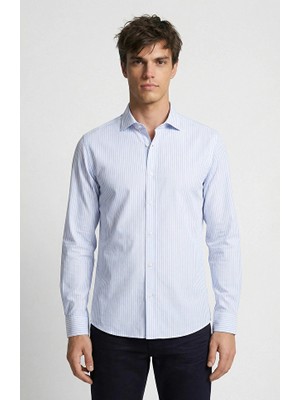 Network Blue And White Limited Striped Non-Iron Shirt
