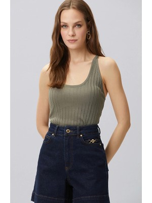 Network Khaki Racerback Jacquard Knit Tank Top