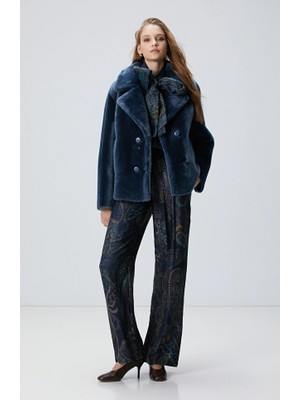 Network Petrol Blue Patterned Women's Trousers