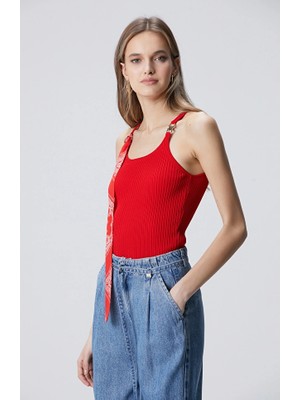 Network Red Accessory Detail Knit Tank Top