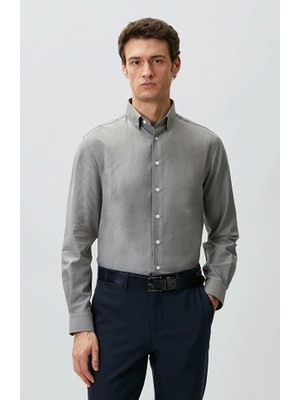 Network Light Grey Wool-Blend Flannel Shirt