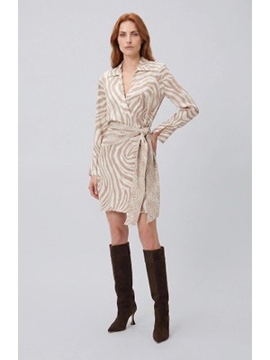 Network Mink Ecru Patterned Mini Dress