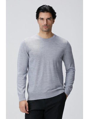Network Grey Melange Wool Blend Knit Sweater
