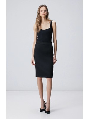 Network Black Wool Blend Skirt
