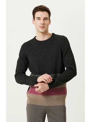 Network Punch Detail Anthracite Knit Sweater