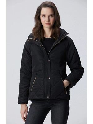 Network Black Half Quilted Detail Coat