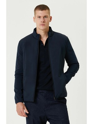 Network Navy Knit-Sleeve Jacket