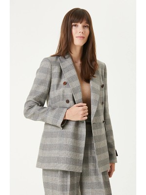 Network Grey Wool Blend Plaid Jacket
