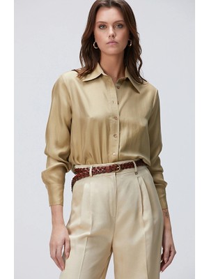 Network Limited Light Khaki Silk Shirt