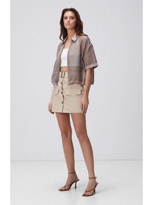 Network Light Beige Mini Skirt