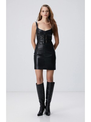 Network Black Leather Dress