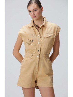 Network Beige Denim Jumpsuit
