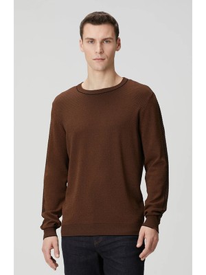 Network Brown Jacquard Sleeve Detail Knit Sweater