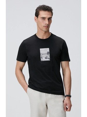 Network Black Embroidered Knit T-Shirt