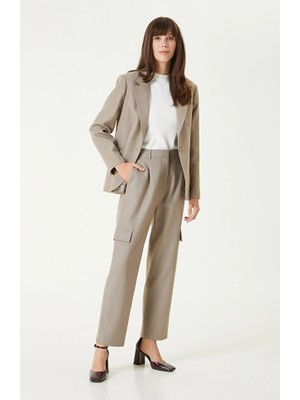 Network Beige Melange Wool Blend Cargo Pocket Trousers