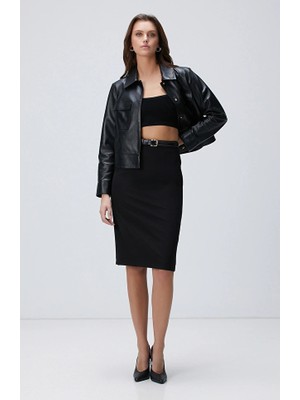 Network Black Midi Pencil Skirt