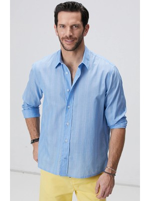 Network Blue And White Striped Shirt