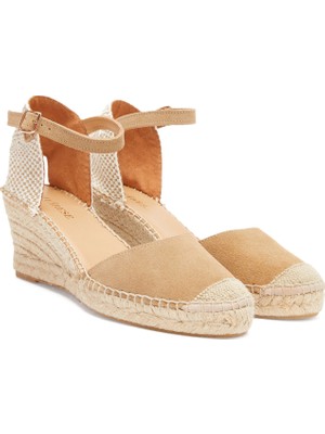 Divarese Dıvarese Nude Braided Detail Women's Linen Espadrilles