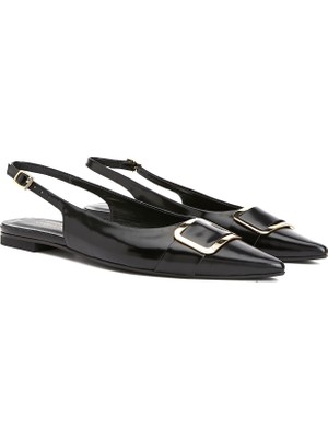 George Hogg Black Women's Leather Ballet Flats