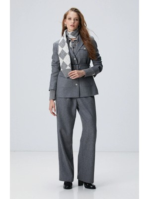 Network Grey Melange Wool Blend Trousers
