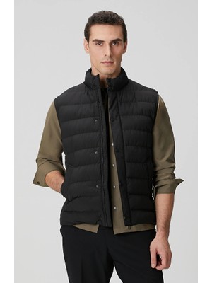Network Black Channel-Quilted Casual Vest