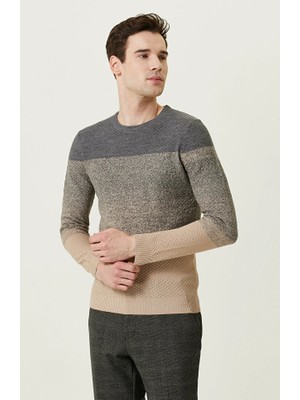 Network Camel Color Block Knit Sweater