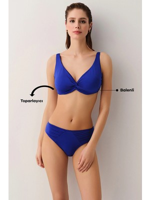 Suwen Saxe Blue Twist Front Underwire Shaping Bikini Top