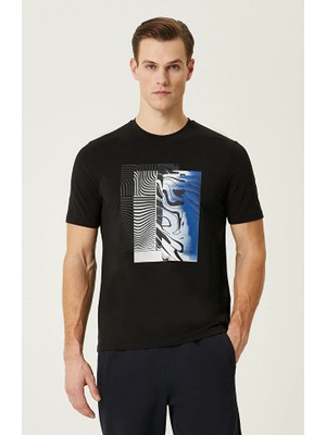 Network N-Tech Black Printed Combed Cotton T-Shirt