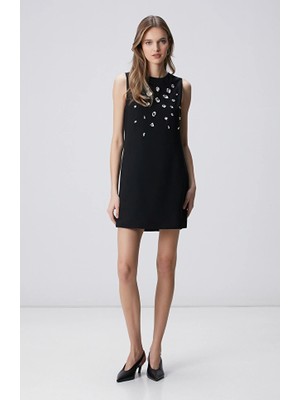 Network Black Stone-Embellished Evening Dress