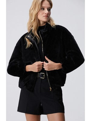 Network Black Pocket Detailed Faux Fur Jacket