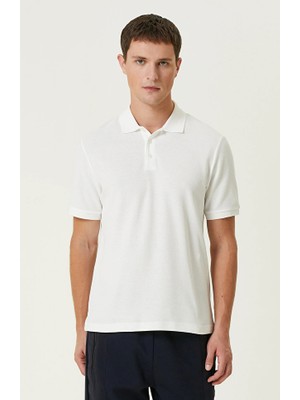 Network Off-White Polo Collar Jacquard T-Shirt
