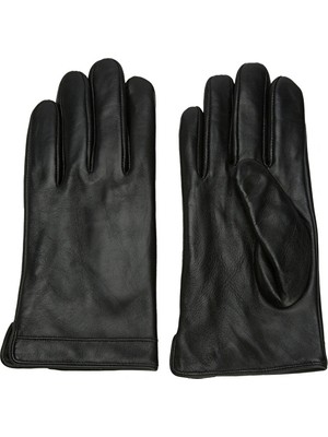 Network Black Basic Men's Leather Gloves