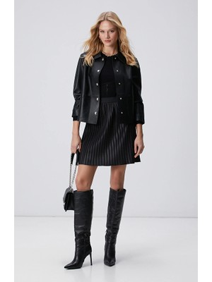 Network Black Mini Pleated Skirt