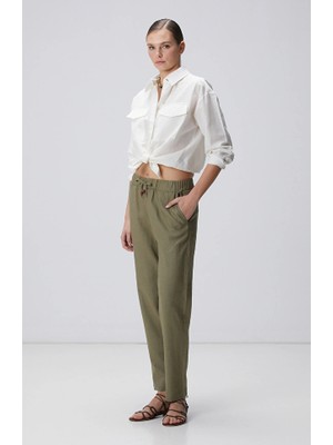 Network Khaki Linen Mix Jogger Trousers