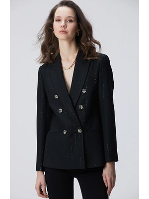 Network Black Sequined Striped Jacket