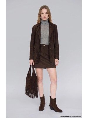 Network Dark Brown Faux Suede Mini Skirt