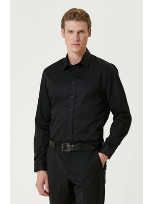 Network Black Non-Iron Satin Shirt