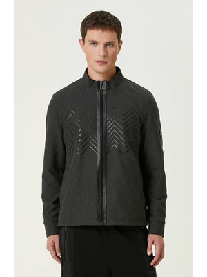 Network Anthracite Leather Printed Jacket