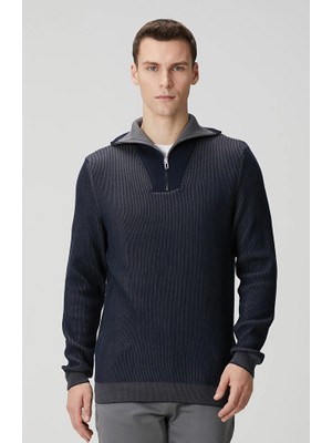 Network Navy Mock Neck Two-Tone Sweater